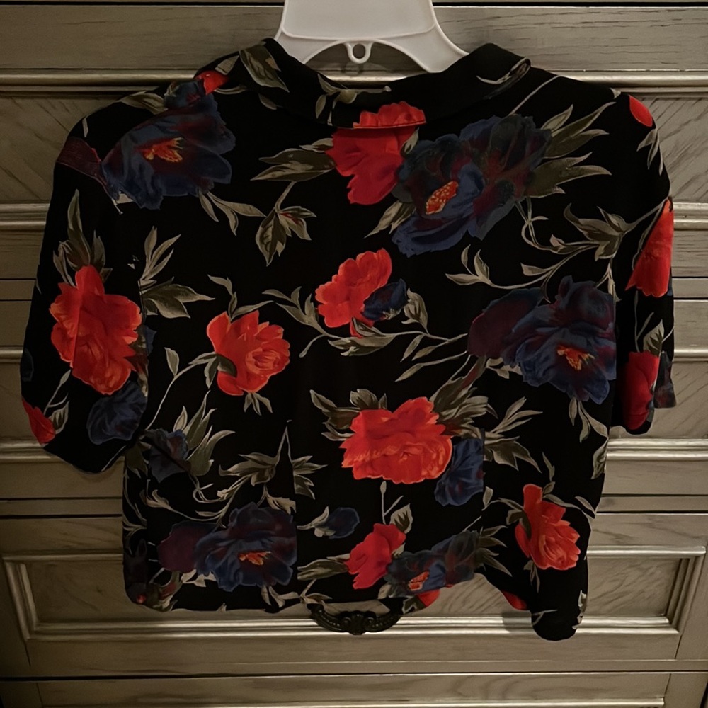 Floral Collared Button Down Blouse - image 3